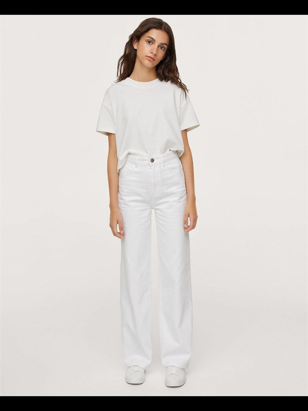 Mango Wide-Leg High-Rise White Jeans Girls XXS